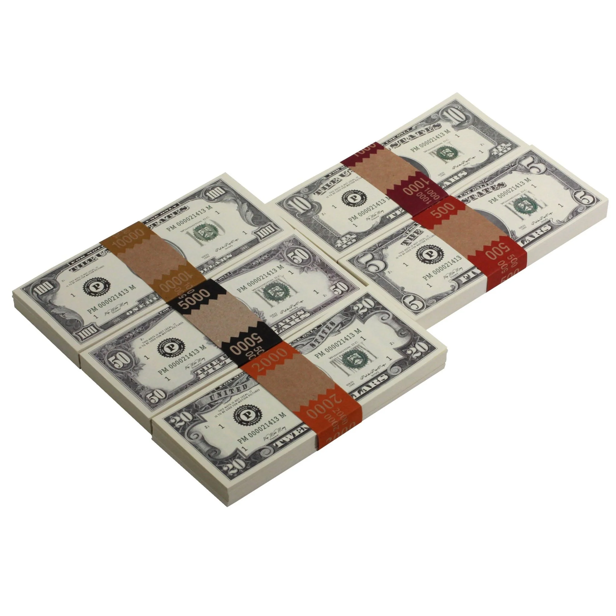 Series 1980s Mix $18,500 Full Print Prop Money Package